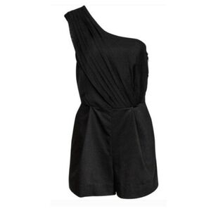 Black Halo One Shoulder  pleated upper  Romper